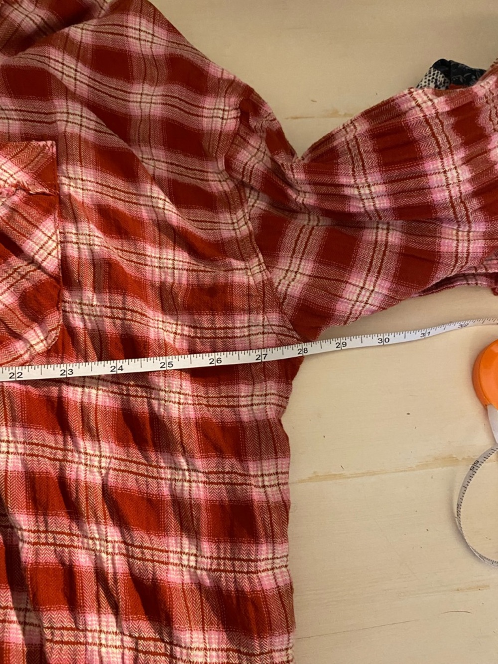 Free People Mixed-Pattern Red Plaid Button-Up Shirt - Picture 6 of 9